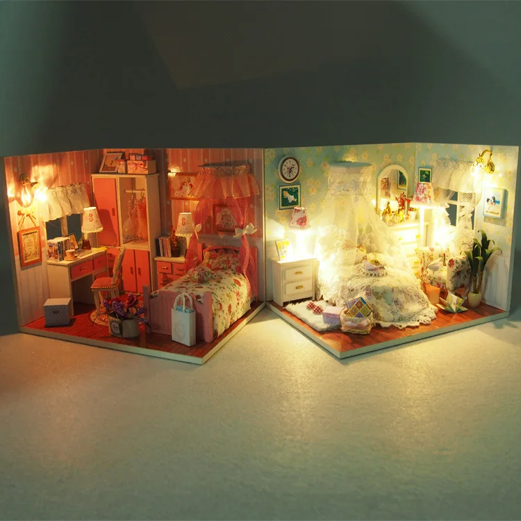 

3D Wooden DIY Handmade Furniture Miniature Dollhouse Building Model Home Decoration Casa De Boneca -princess story