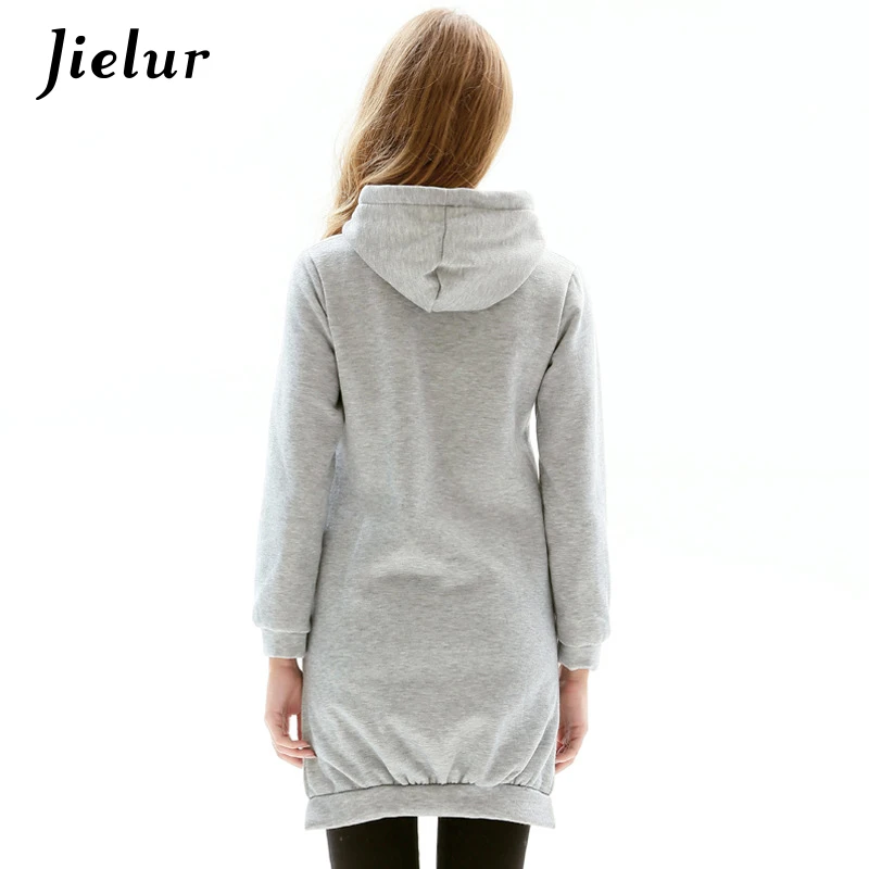 

Jielur Chic New Solid Color S-XXL Ladies Sweatshirt Autumn Hooded Long-sleeved Hoodies Women Spring Hedging Casual Streetwear