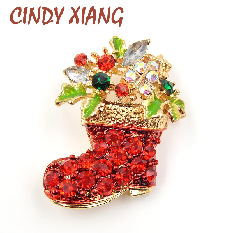 Женская брошь &quotРождественнский башмачок&quot CINDY XIANG украшение с эмалью и