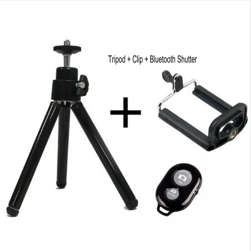 JOYTOP 3+ 1 мини штатив с держателем телефона+ зажим+ Bluetooth затвор для iPhone X смартфон Canon Nikon Gopro Hero DSLR камера - Color: Black with Shutter