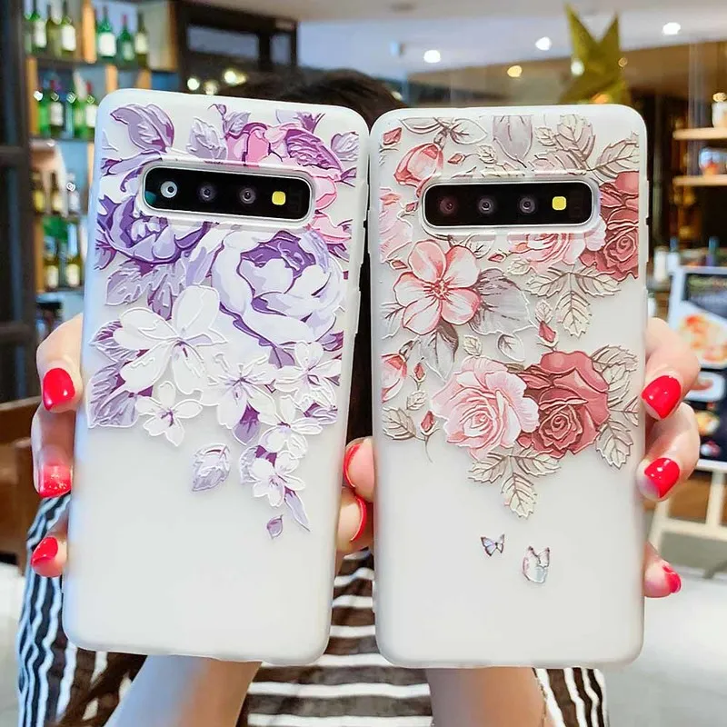 Relief Phone Cases For Samsung Galaxy S10Lite Case Florlal Silicon Cover A7 2018 A8 S10e A50 Matte TPU Coque | Мобильные телефоны и