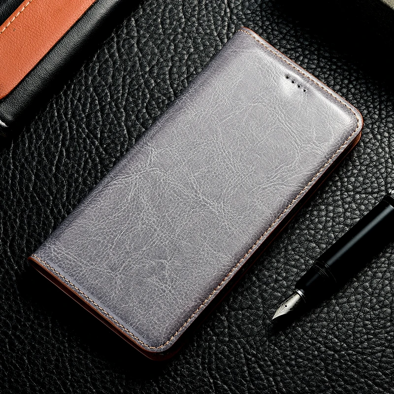 Gray Чехол из натуральной кожи Crazy Horse Для Doogee Mix Lite 2 BL5000 BL7000 BL12000 Pro Y6 T6 Shoot 1 2 Ретро флип-чехол Кожаные чехлы - Цвет: Gray