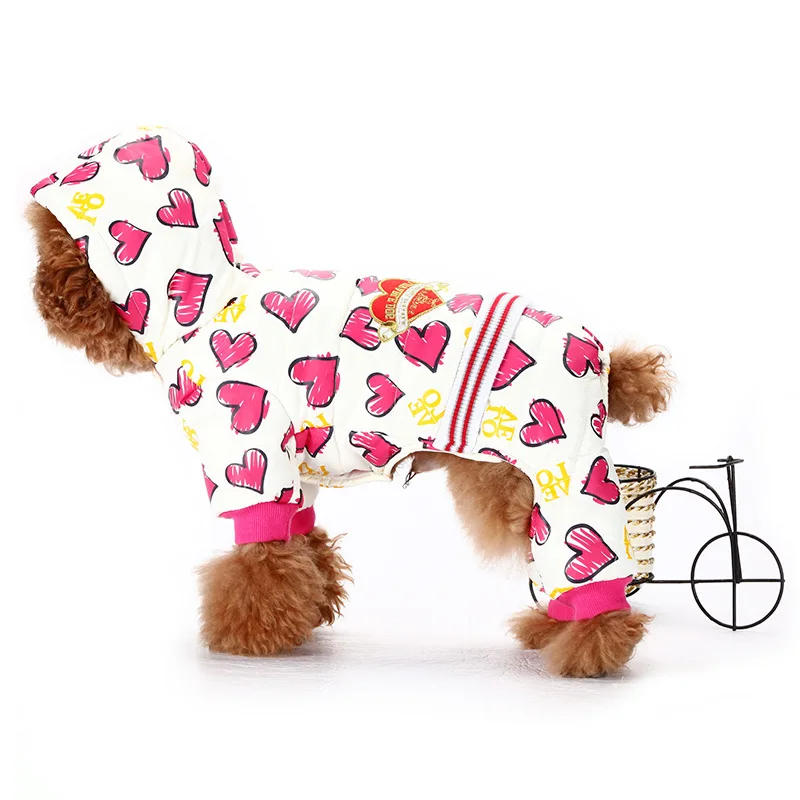 Зимняя одежда для собак розовый теплый водонепроницаемый нейлоновый комбинезон