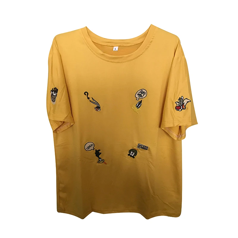 summer Women embroidery Loose t-shirt Casual Oversize T-shirt Femme Short Sleeve O-neck Tops Streetwear Harajuku Tshirts