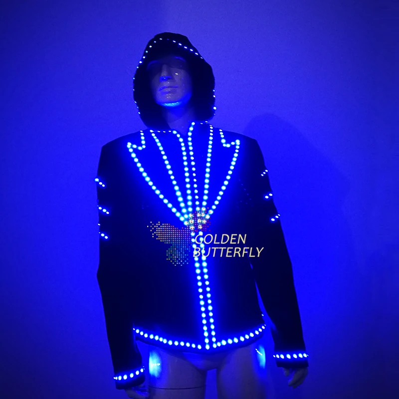 Luminous Costumes LED Hoodies Glowing Jacket Suits Men Clothing Party Dance Accessories | Tron Wear