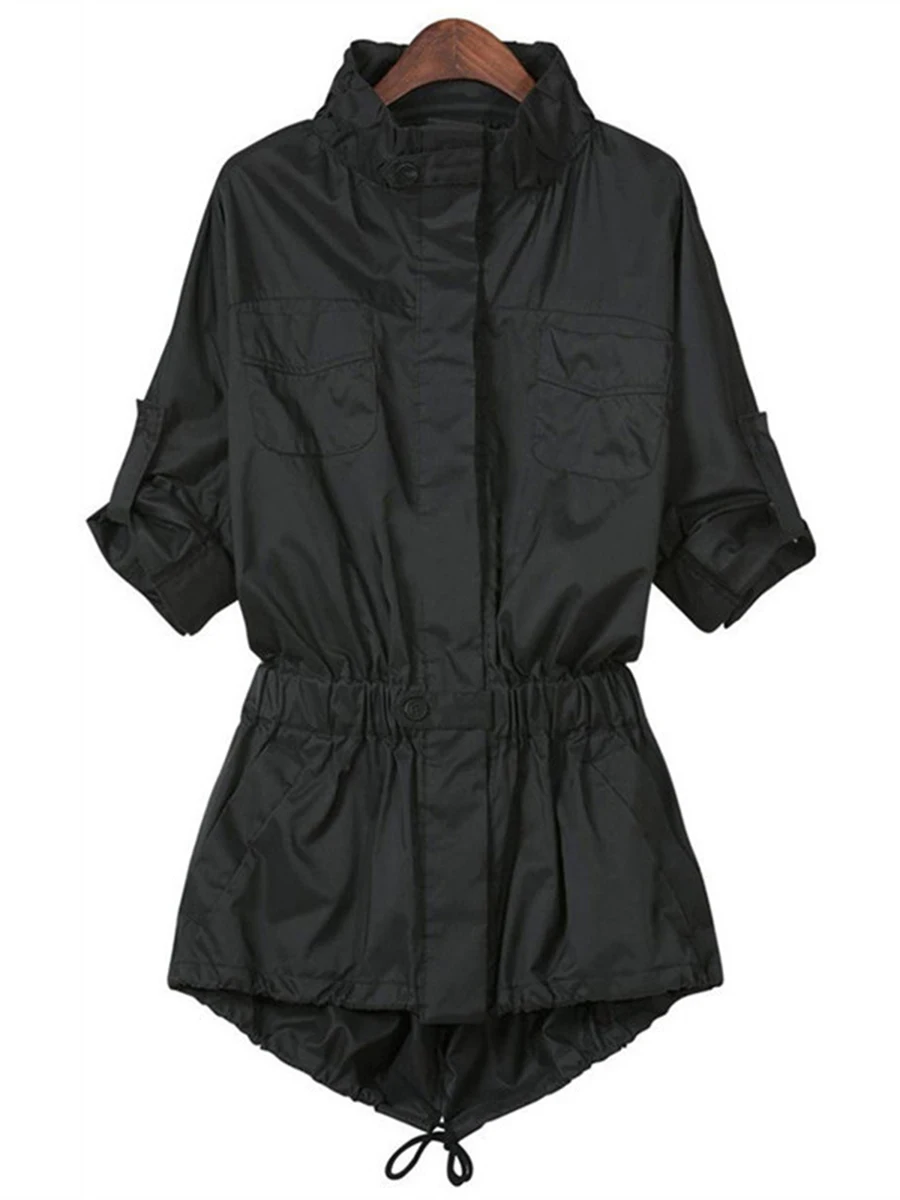 Женское пальто классическое повседневное тонкое с стоячим воротником и длинным