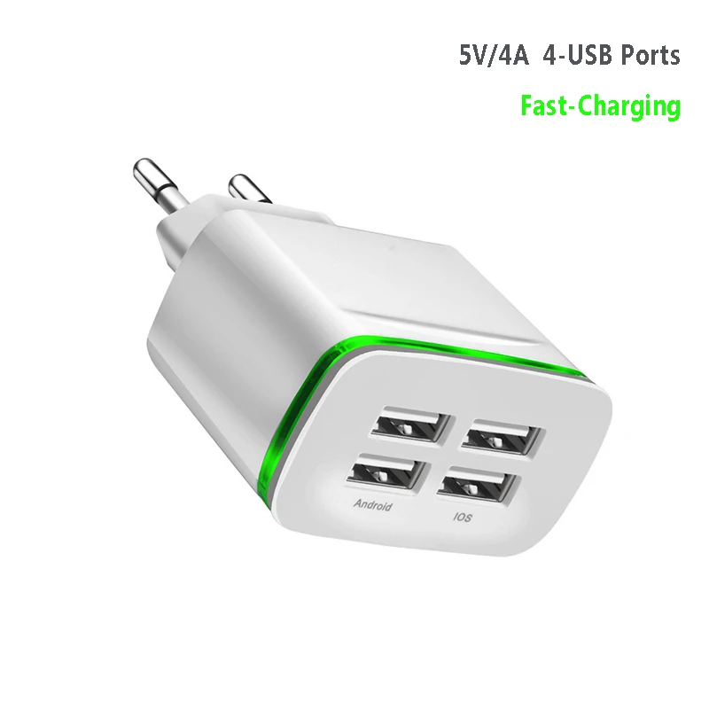 Зарядное устройство USB для iPhone Samsung Xiaomi Huawei 5 В 4A европейская вилка 4 порта