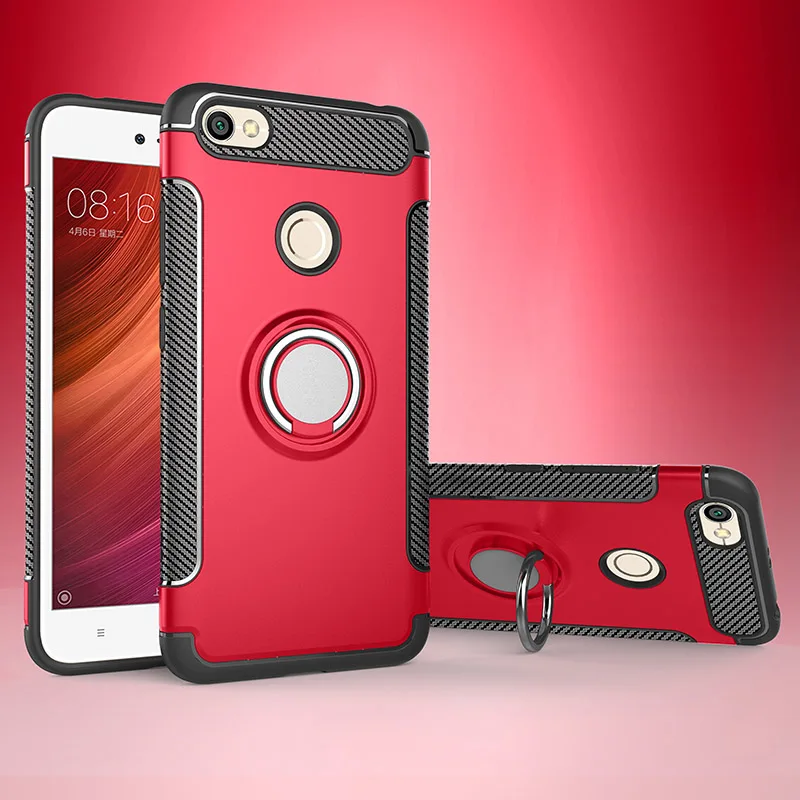red OUDINI Мода жесткий пластиковый чехол для телефона для Xiaomi Redmi Note 5 5A 6 pro 6A 5X A1 Y2 8 lite чехол для телефона с кольцевым чехол для телефона чехол - Цвет: red