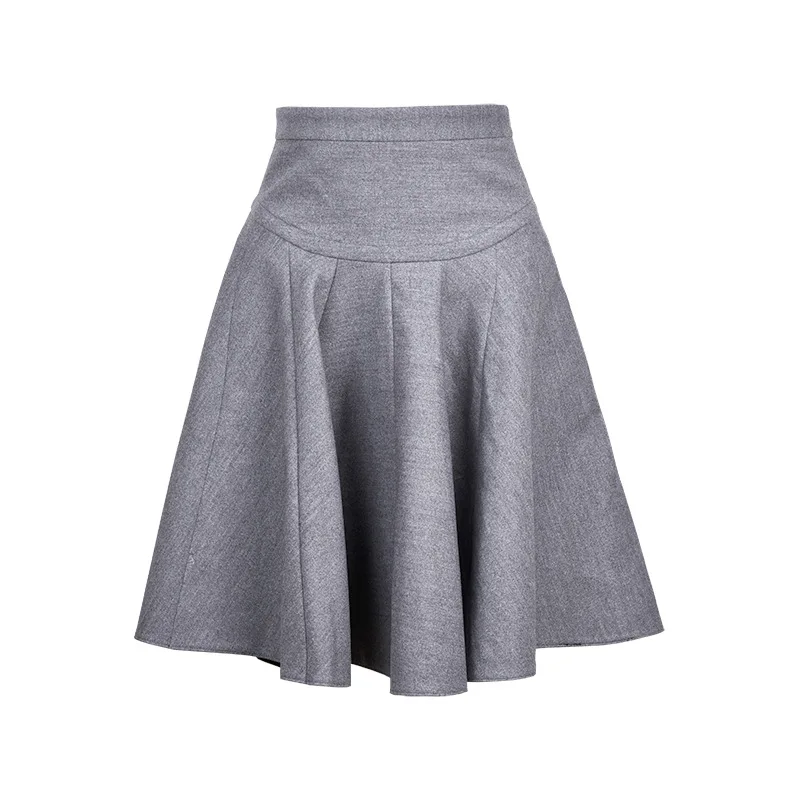 

New United States fashion contracted joker bust A word skirt skirt of tall waist pure color cloth umbrella skirt