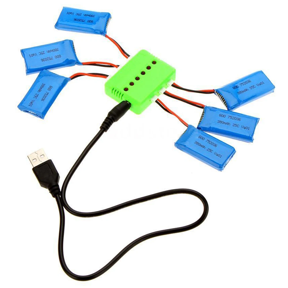 X6 Зарядное устройство с 6 шт. 3 7 V 380 mAh литий полимерный Батарея для Hubsan X4 H107/L/C/D