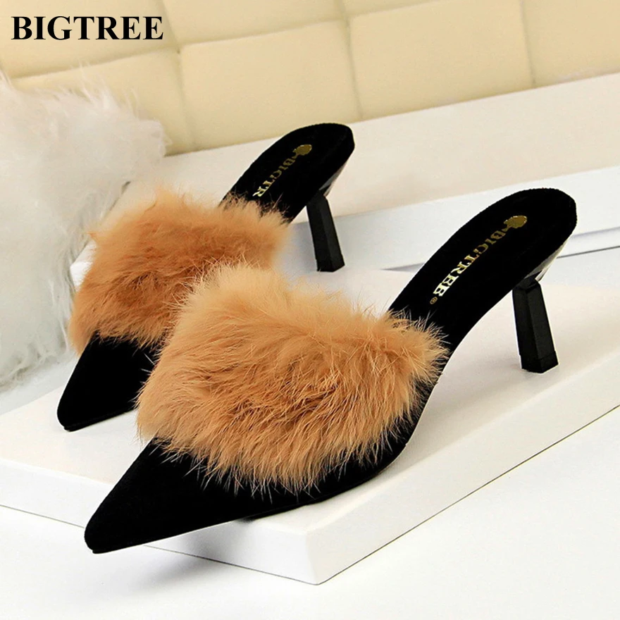 Туфли BIGTREE женские из искусственной кожи мягкая кожа высокий каблук глубокий