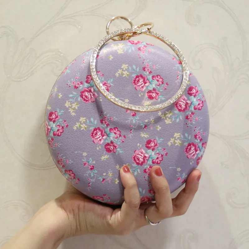 ETAILL бриллианты круглая ручка цветы сумка Шарообразная Сумочка с золотой