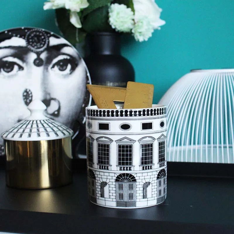 Керамический подсвечник Fornasetti в скандинавском стиле, ручная работа, канделябр, Кисть для макияжа, настольная подставка для ручек, изысканный резервуар для хранения