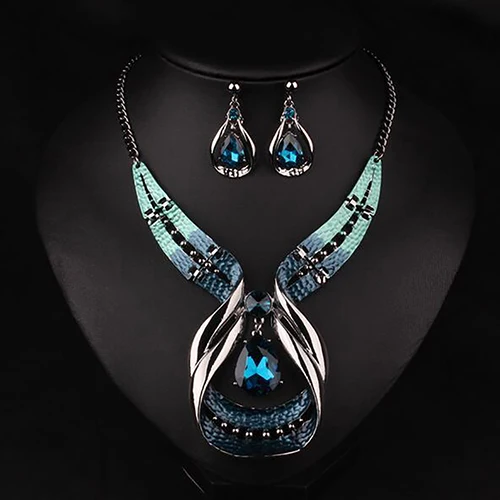 2017 Hot Selling Women Statement Chain Pendant Choker Bib Necklace Earrings Fashion Jewelry Set | Украшения и аксессуары