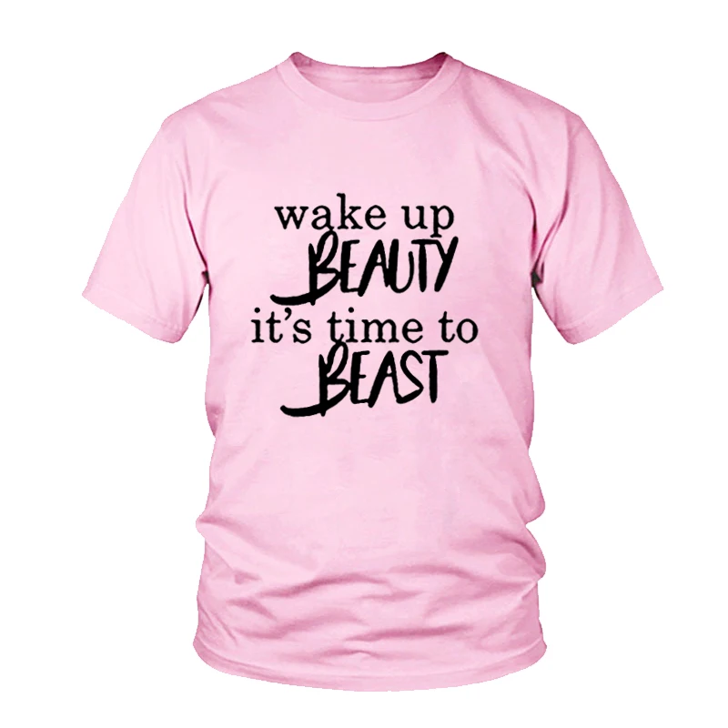 Summer Wake Up Beauty It's Time To Beast T-Shirt Fashion Clothes Women's T Shirt Funny Graphic Tops Tees Femme Tshirt | Женская