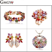 fashion jewelry womens accessories bridal jewelry color four piece sets for women necklace rings bracket earrings party gifts