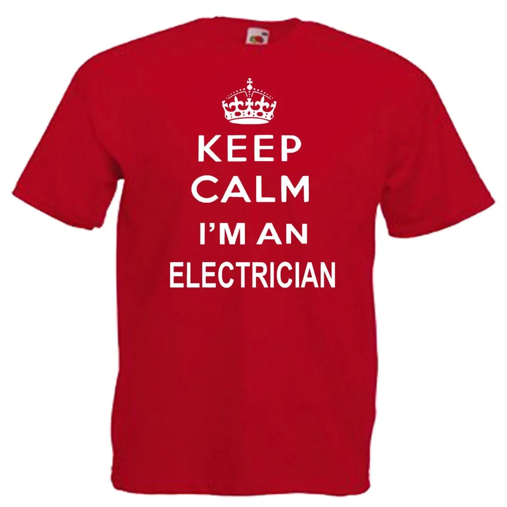 Keep Calm Electrian Мужская взрослых футболка Новинка 2019 г. модная популярная брендовая