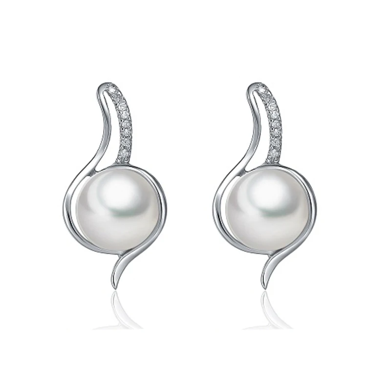 Женские серьги из серебра 9 5 мм с пресноводным жемчугом|hoop earrings|earrings forearrings for women |
