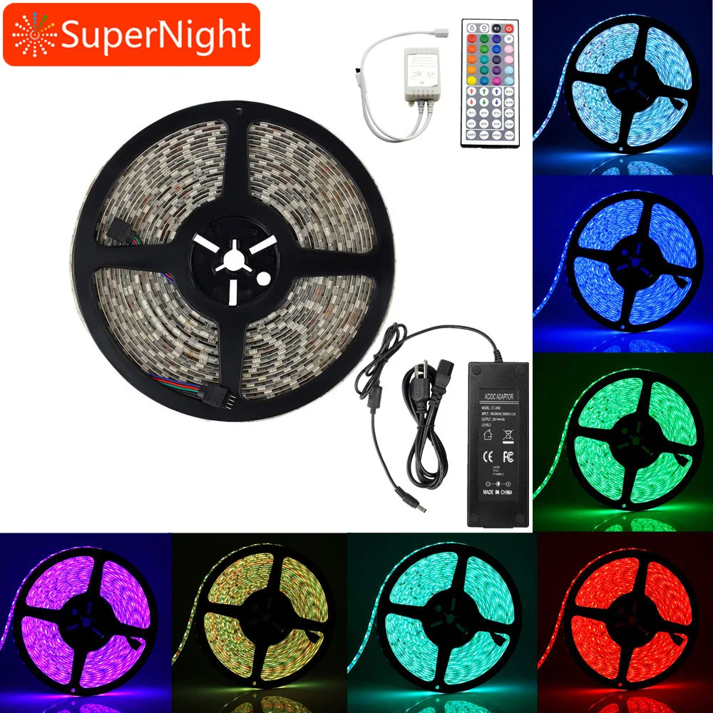 RGB светодиодные полосы света комплект SMD 5050 10 м 600 светодиодный s DC 24 В водонепроницаемый наружный садовый светильник с ИК-пультом дистанционного управления адаптер питания