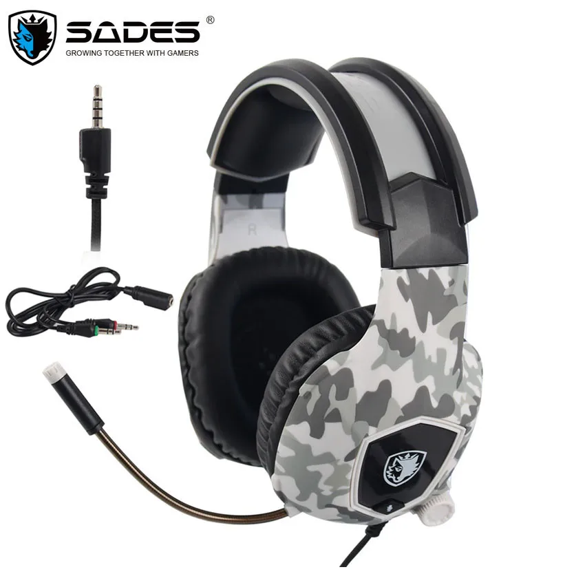 SADES SA818 шлем PS4 игровая гарнитура с микрофоном камуфляжные стерео наушники для ПК