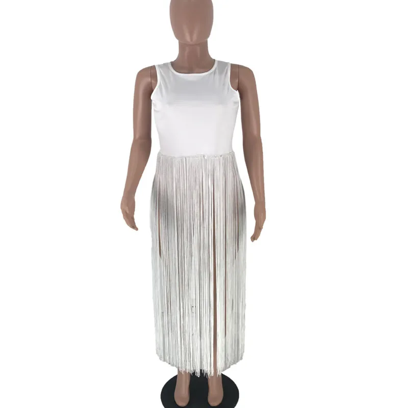 Large size ladies' Great Fashion Tassel Women Dress Cover Up Beach Lace O-Neck Bohe Summer Long Bandage | Женская одежда