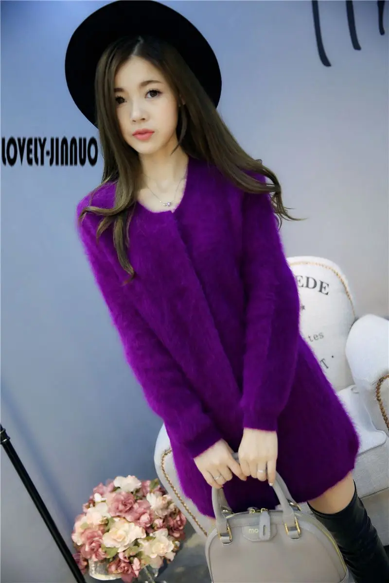 Женский новый кардиган однотонный Теплый кашемировый свитер верхняя одежда