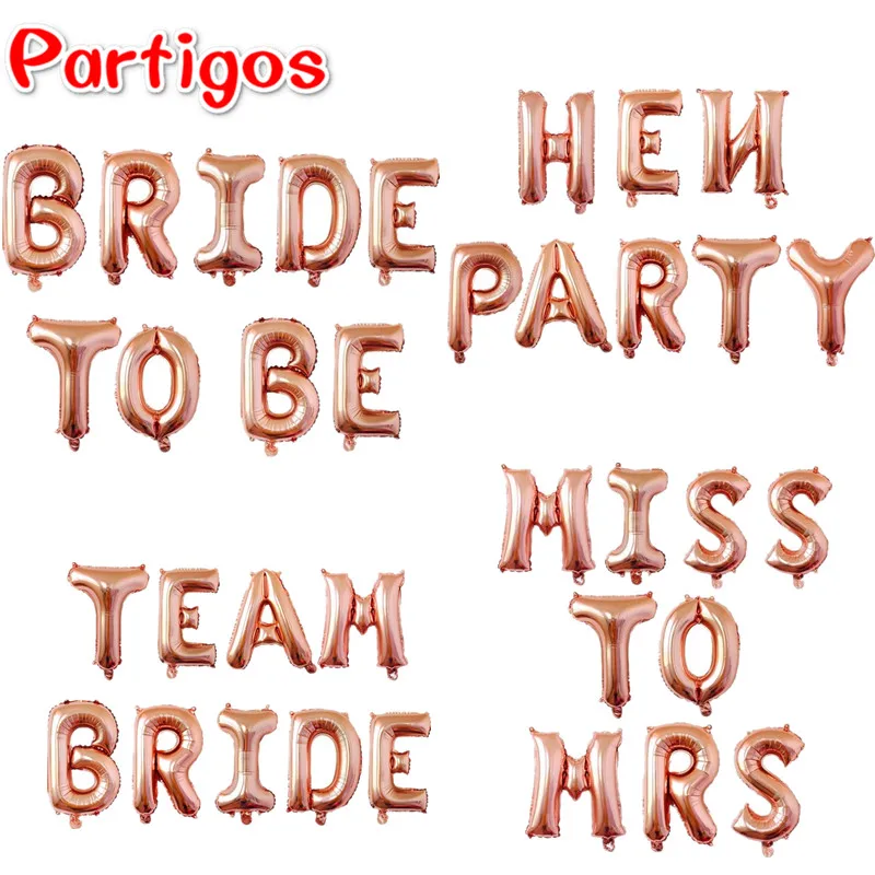 

9pcs 16inch Rose Gold Bride To Be Balloon Gold Team Bride Balloons Hen Party Accessories Bridal Shower Bachelorette Party Decor