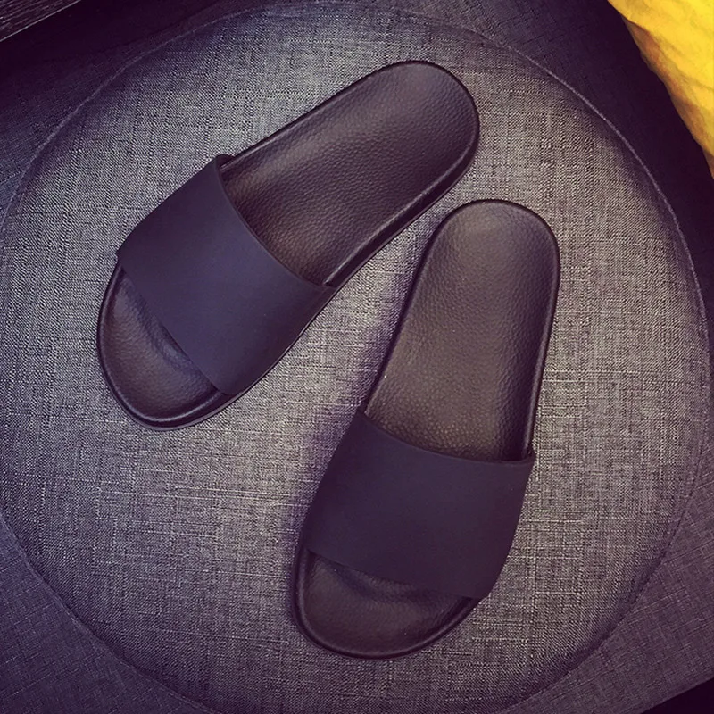 

Koovan Men Slipper 2020 Fashion Simple Paragraph Dark Slippers Men Women Home Summer Couples Lovers Summer Beach Sandals