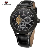 forsining mens watches new style fashion tourbillon stainless steel automatic famous brand wristwatches color black fsg566m3