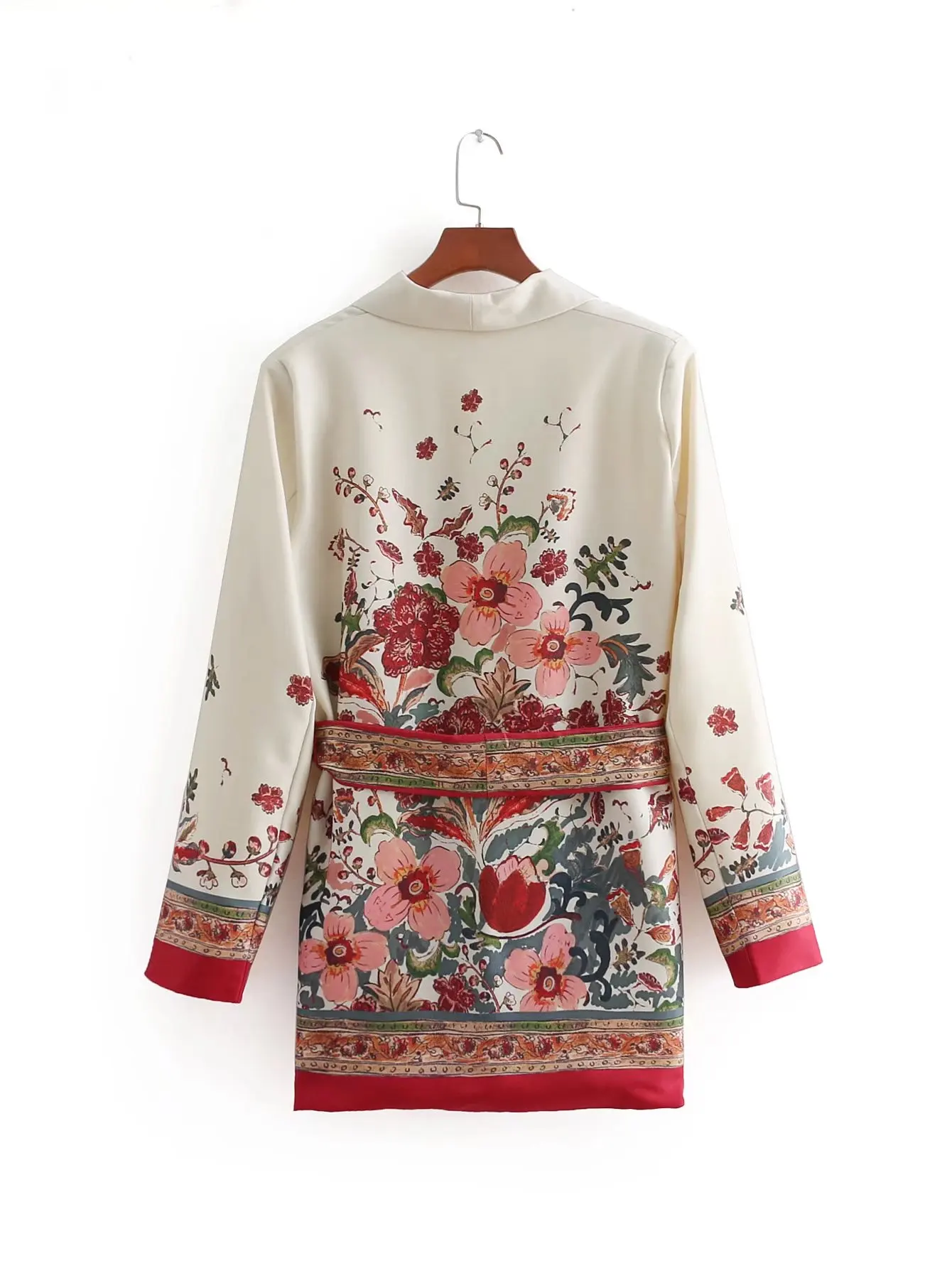 Women's suit female retro style flower Matching Belt pattern blazer European-style casual holiday jacket + pants Suits pajamas |