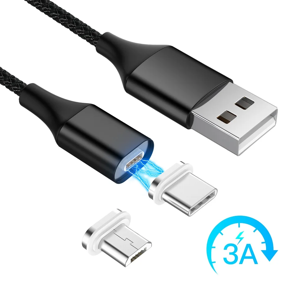 Магнитный type C mi cro USB зарядный кабель USB C шнур быстрой зарядки для huawei светодиодный магнит зарядное устройство телефон Кабо Для samsung Xiaomi mi 9