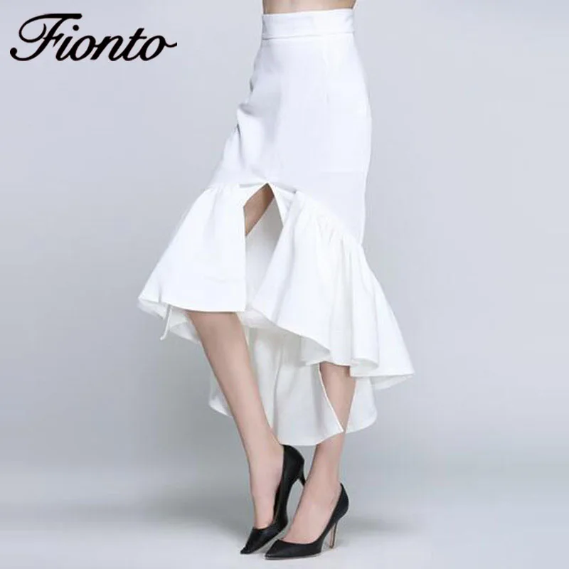 Женская юбка карандаш FIONTO модная облегающая деловая с оборками и подолом в стиле