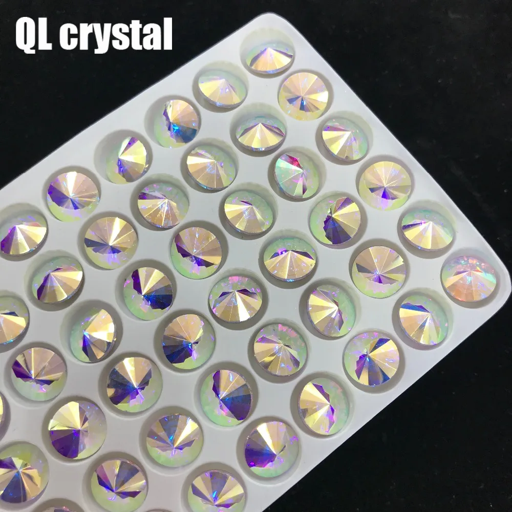 Wholesale All Sizes Colors AB Round Rivoli glue on Rhinestone pointback Glass Crystal Sew-on Stone for DIY clothes material | Дом и сад