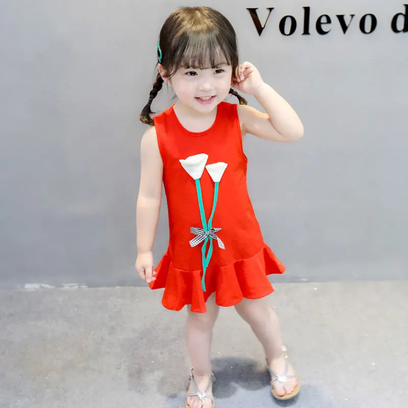 Floral Baby Girl Dress 2019 Summer Beach Party Girls Sleeveless Clothes Flower Princess Dresses for | Детская одежда и обувь
