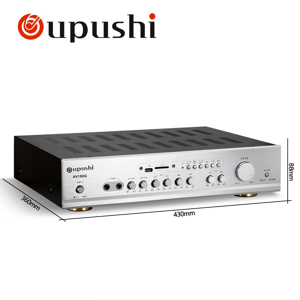 Oupushi домашний кинотеатр Bluetooth USB усилитель 2 канала 180 Вт + Караоке КТВ цифровой