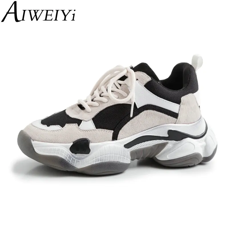 AIWEIYi zapatillas mujer/Женская обувь на шнуровке из натуральной кожи с конским волосом
