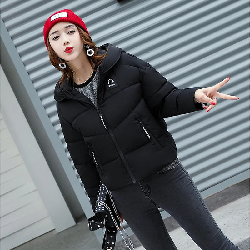 2018 с капюшоном Стенд воротник женские зимние Базовая куртка хлопок Мягкий