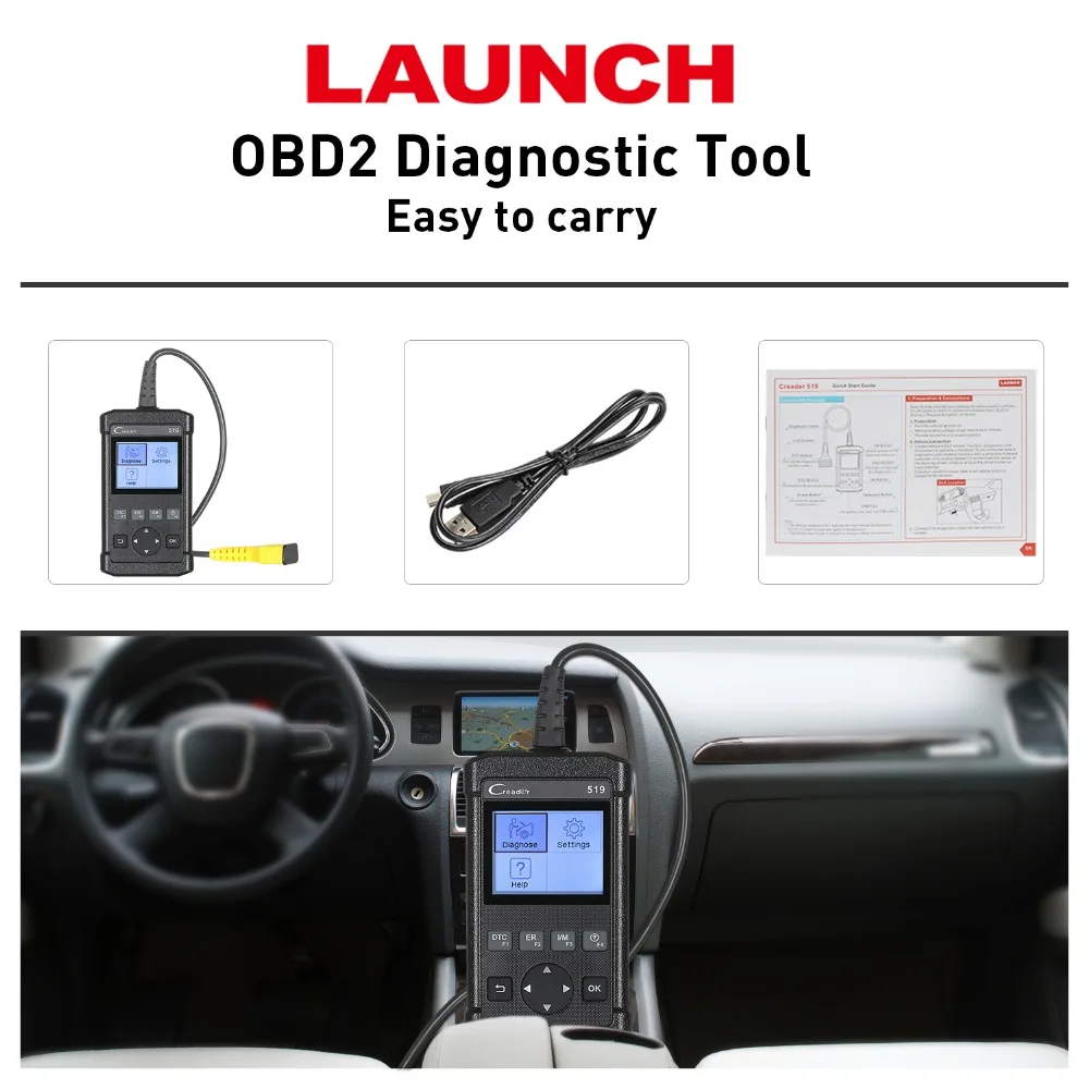 LAUNCH Creader 519 OBD2/EOBD диагностический инструмент CR519 OBD 2 сканер бортовой монитор тест
