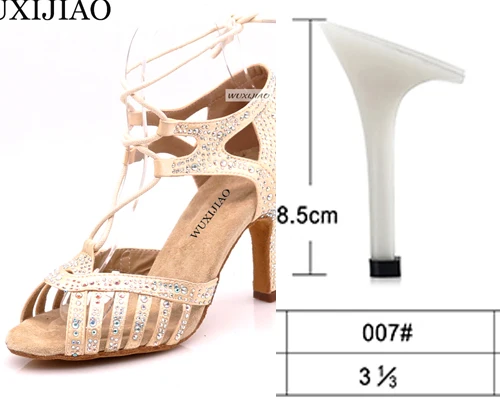Beige heel 8.5cm WUXIJIAO Новые бежевые и черные атласные Сальса Обувь для танцев мягкая подошва Латинской кизомба Танго бальных танцевальные туфли, каблук 6/7. 5/8. 5/10 см - Цвет: Beige heel 8.5cm