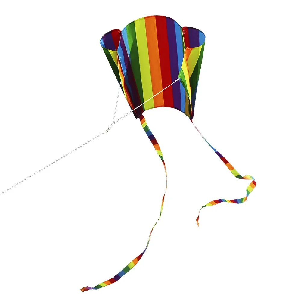 New Colorful Parafoil Kite with 200cm Tails 30m Flying Line Outdoor Soft Fly Toys for Children Girls Boys Gift Tool | Спорт и