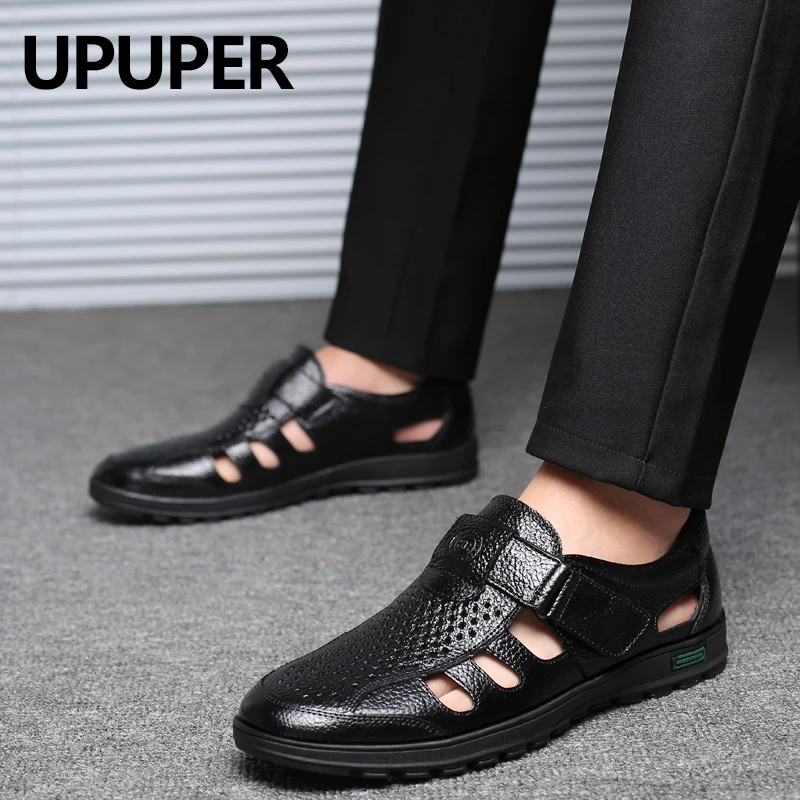 Upupper/мужские летние сандалии на каждый день мягкие из натуральной кожи