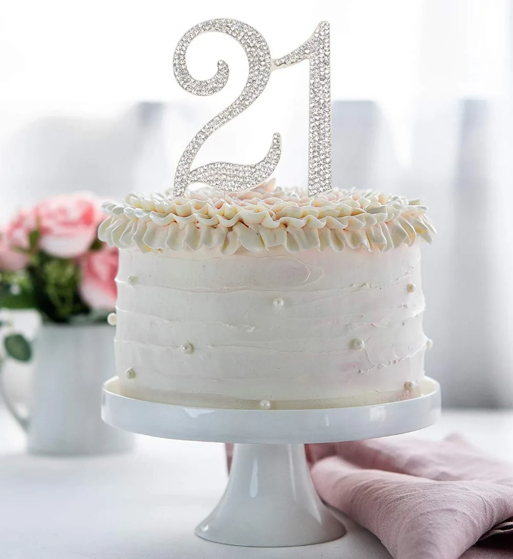 Hatcher lee Bling Crystal 21 день рождения торт Топпер лучший Keepsake | 21st украшения для
