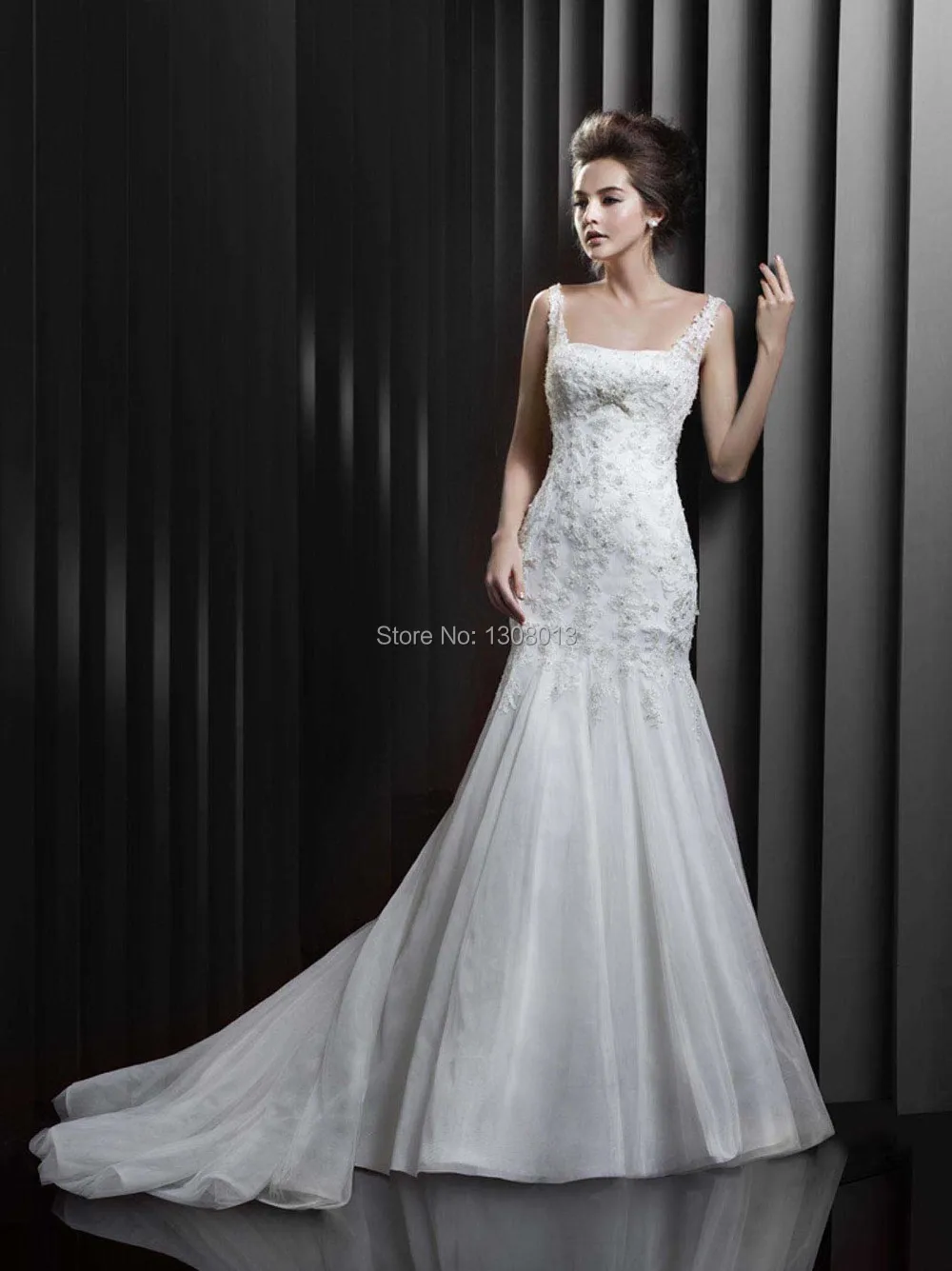 Fashionable Embroidered Spaghetti Straps Wedding Dresses Mermaid Trumpet 2014 New Arrival | Свадьбы и торжества