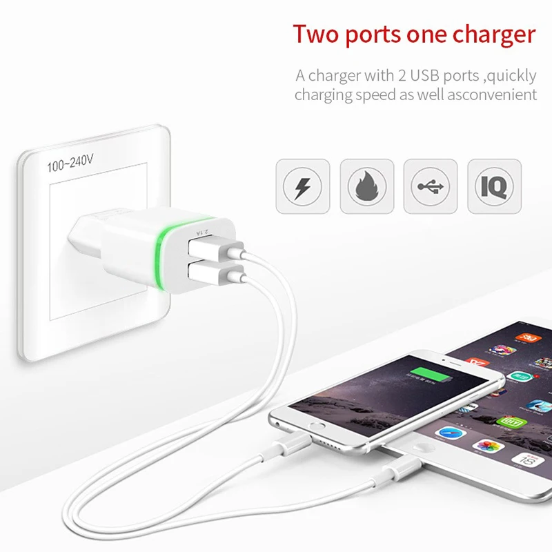 Зарядное устройство USB для iPhone iPad Samsung адаптер 5 В/2 1 А универсальная дорожная