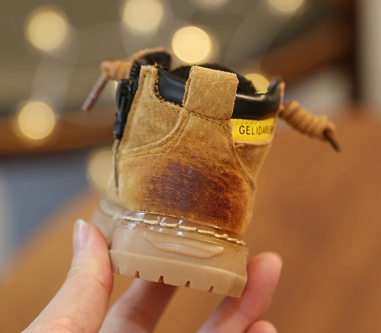 New 1-3 Years Old Kids Fashion Martin Boots Toddler Shoes Genuine Leather Mustard Boot Suede Moccasins Baby First Walkers