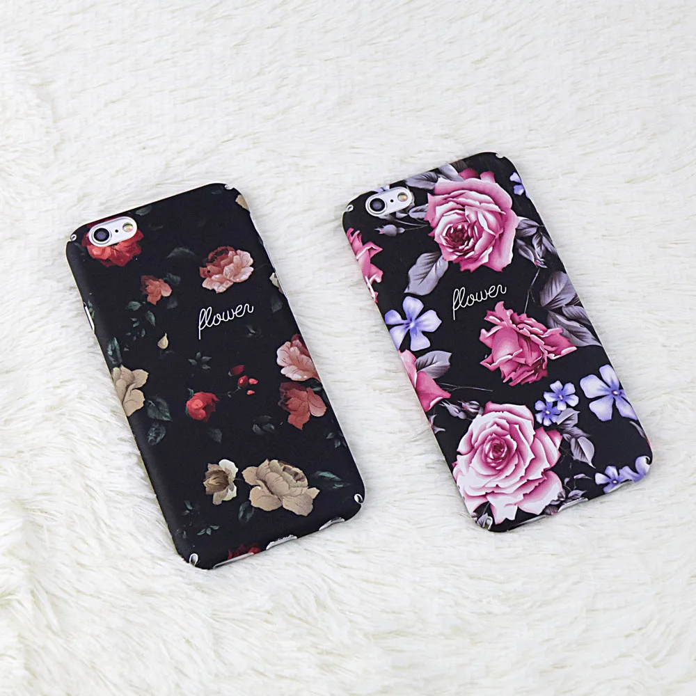 Retro Rosas Flower Floral Phone Cases For iphone 7 8 6 6S Plus Plants Leaf Hard Protect Back Cover Coque Fundas |