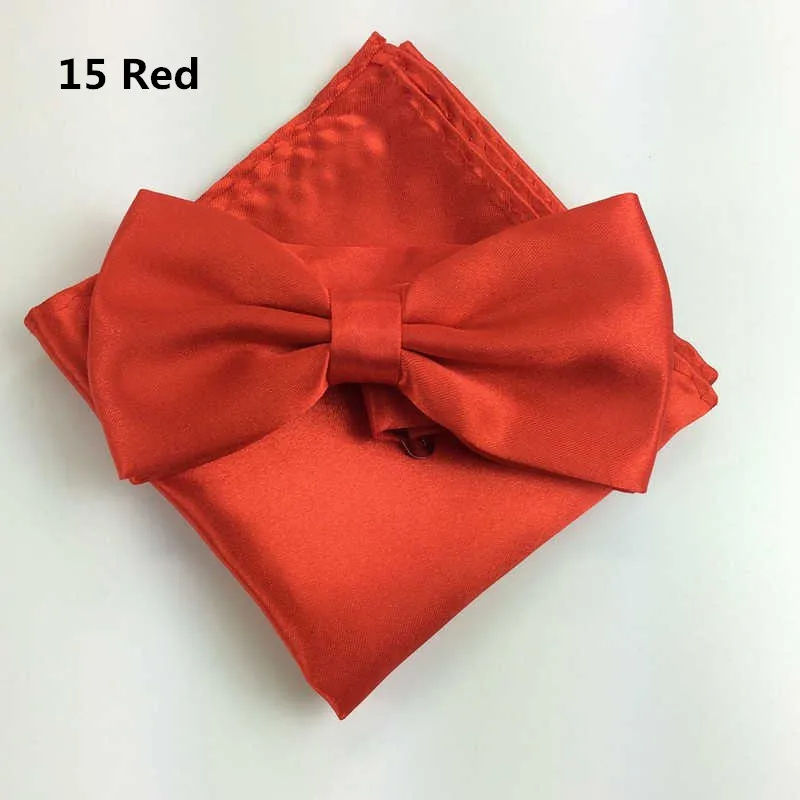 Галстук из шелкового атласа смокинг галстуки-бабочки и Pocket Square Set для мужские Для женщин Леди Твердые Цвет костюм с бантом Костюмы аксессуары ZY186118
