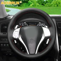 aosrrun car accessories genuine leather car steering wheels cover for nissan teana altima 2013 2016 x trail qashqai rogue sentra