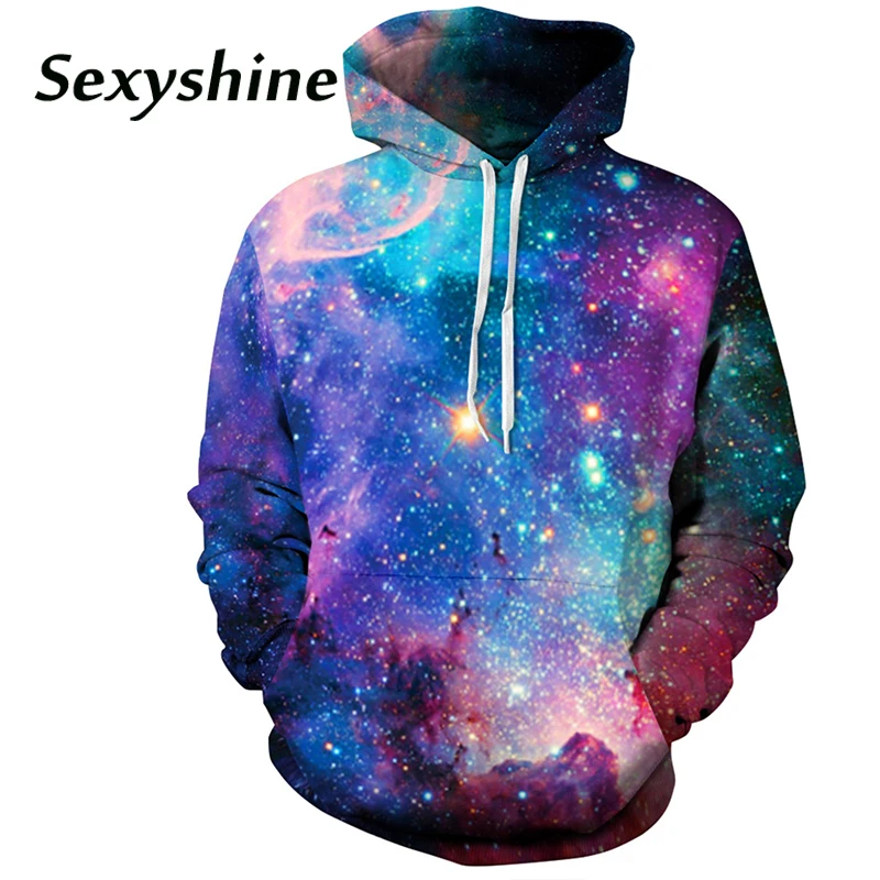 Hooded sweatshirts women 2018 new fashion spring autumn 3d Digital Print Space Galaxy men female plus size pullover hoodies tops |