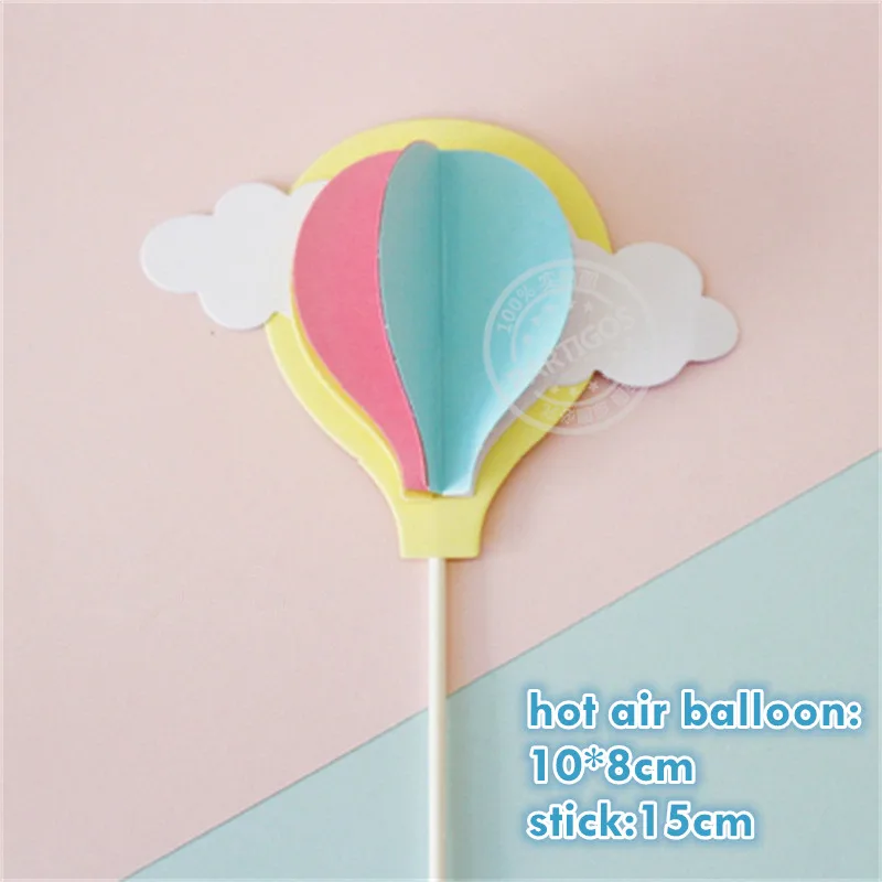 yellow hot airballon Радуга Единорог торт Топпер облако флажки для торта на день рождения Дети сувениры торт Декор вечерние Топпер для свадебного десертного стола Декор - Цвет: yellow hot airballon